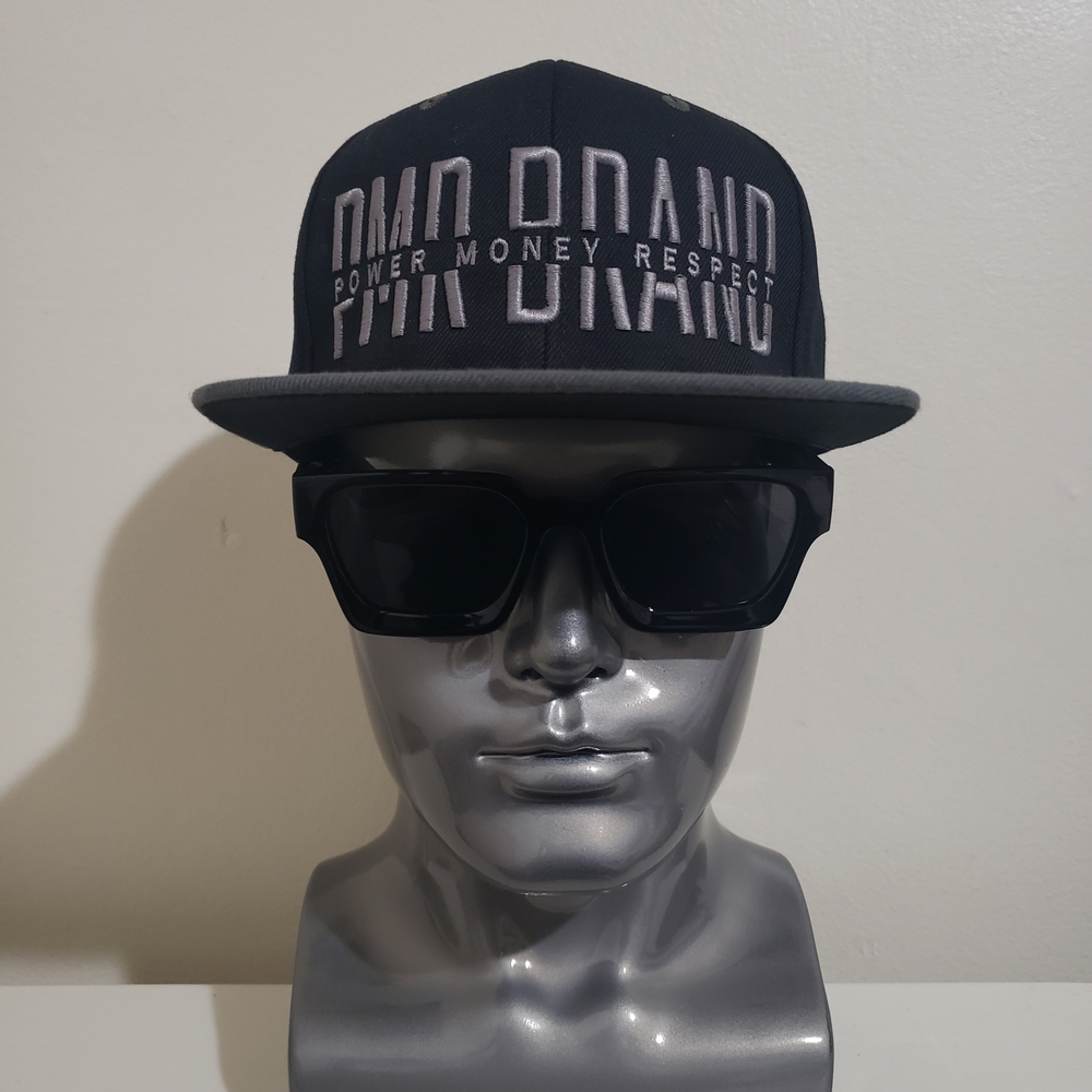 Black Snapback Hat with Gray Brim